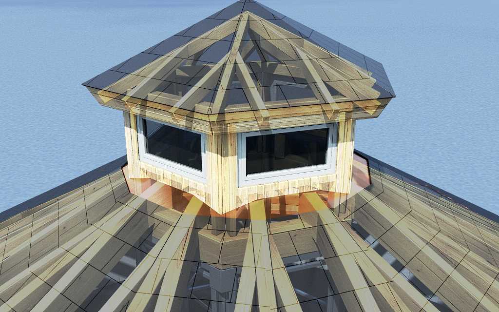 Laterne Konstruktion mit Dachhaut